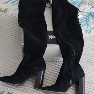 Frye Mina Black Over-the-Knee Suede Boots